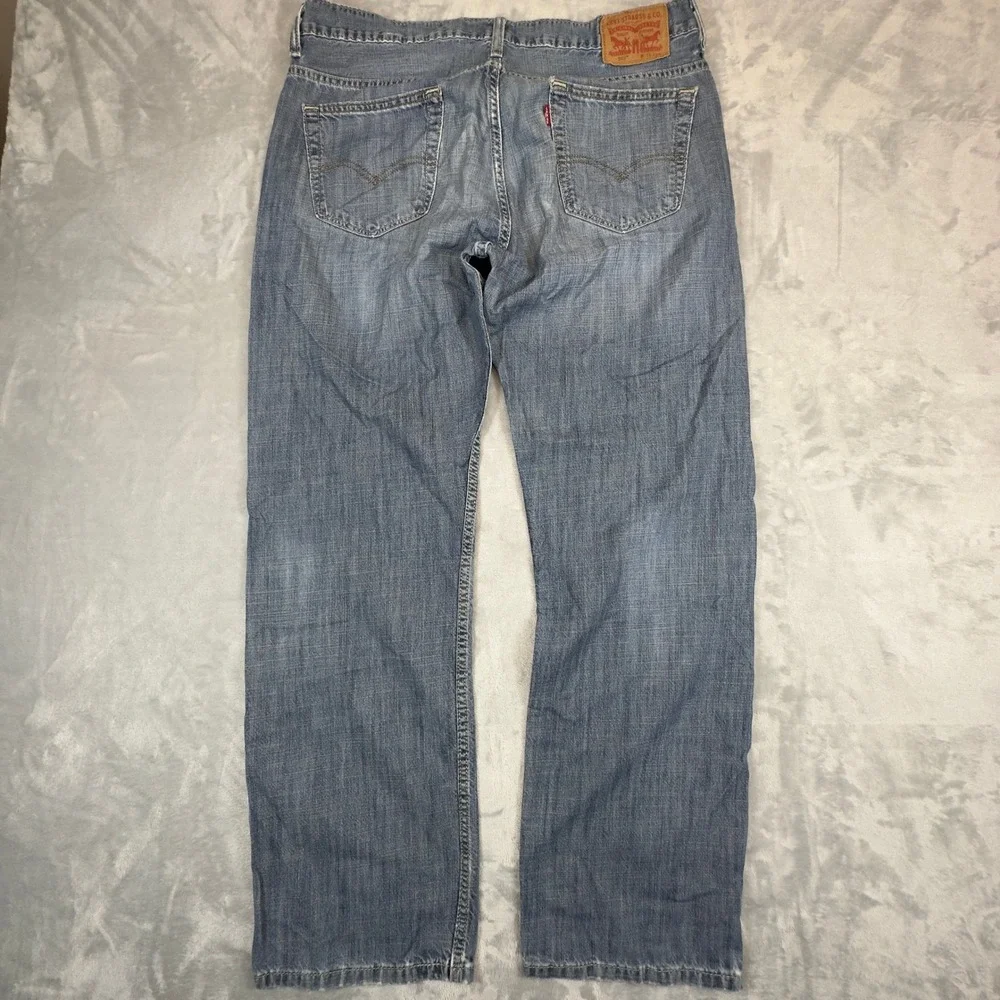Levi's 569 Loose Straight Jeans 36x34 Blue Cotton Denim Distressed